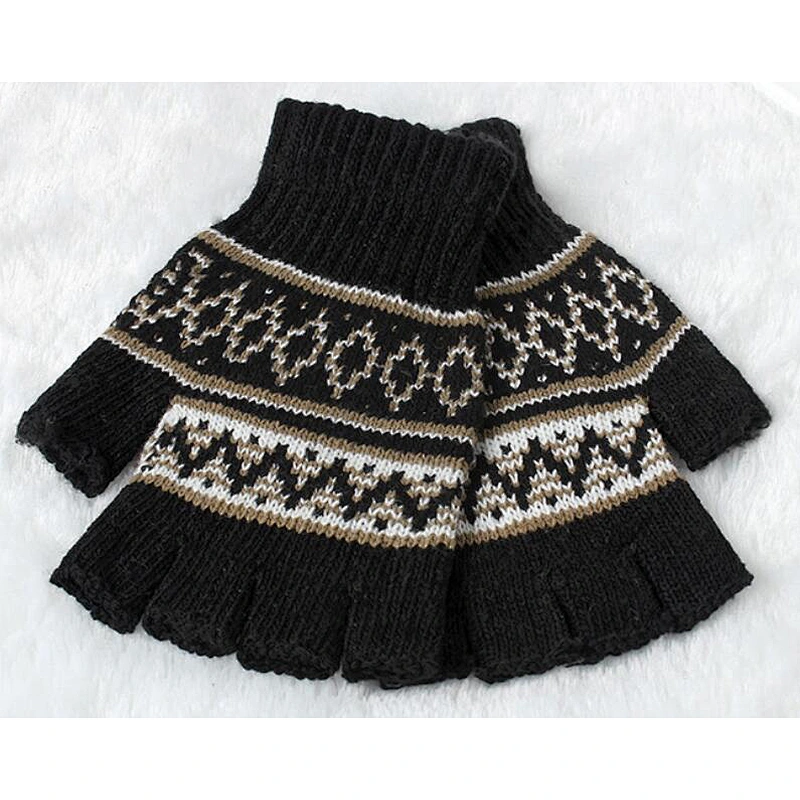 knit man gloves half finger