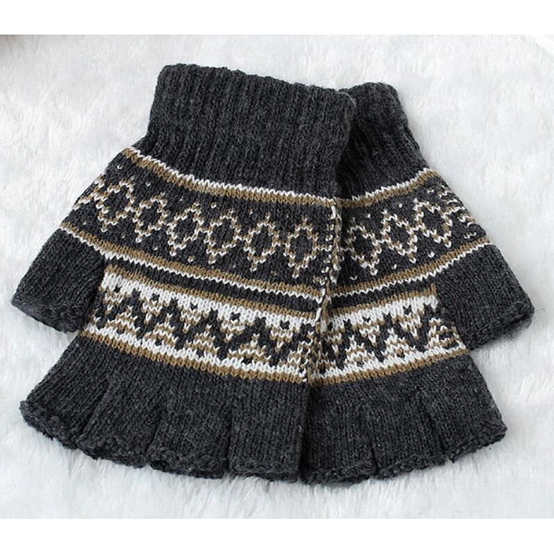 knit man gloves half finger
