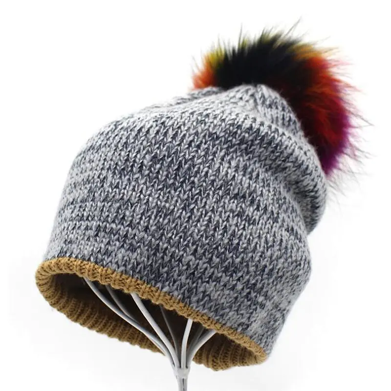 beanie with real fur pompom