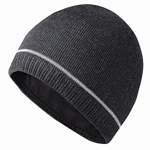 knit beanie reflective stripe