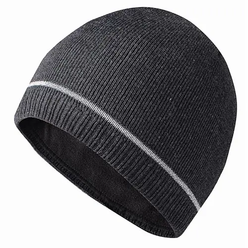 knit beanie reflective stripe