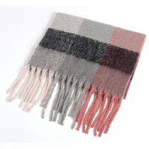 rainbow colors check scarf