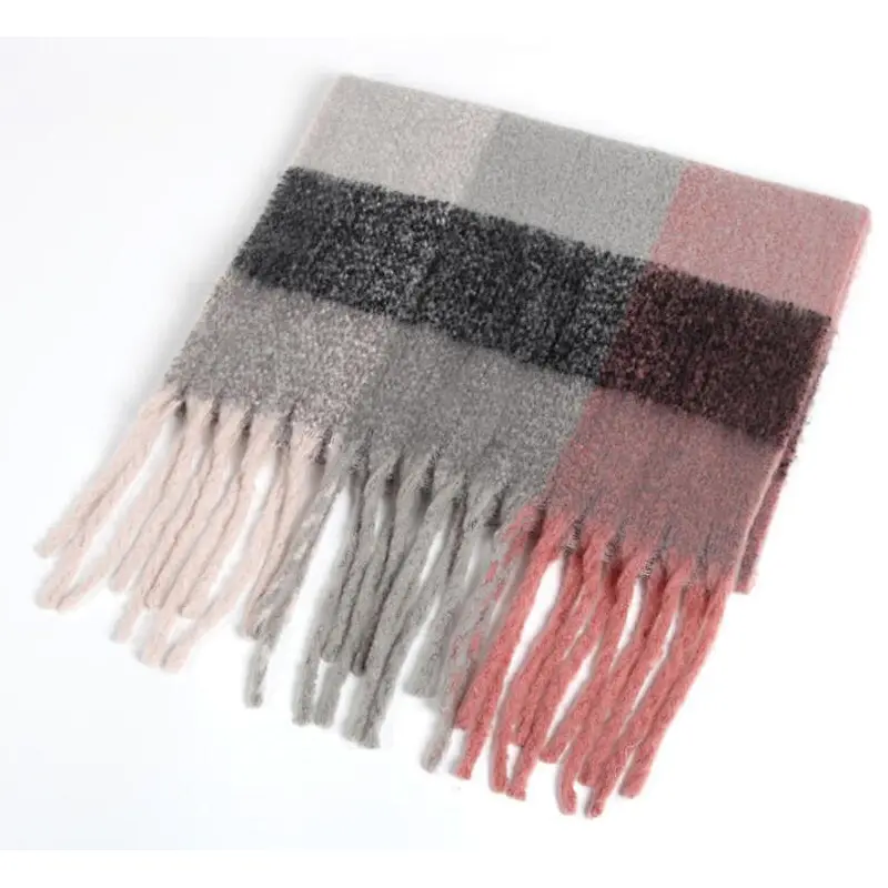 rainbow colors check scarf