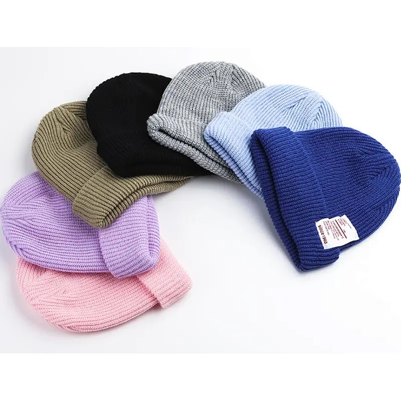 knit beanie woven label logo