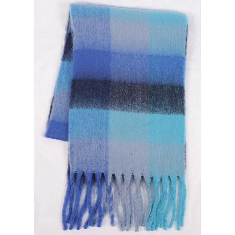 rainbow colors check scarf