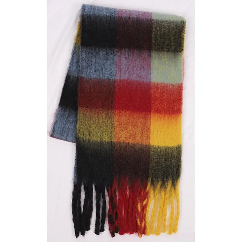 rainbow colors check scarf
