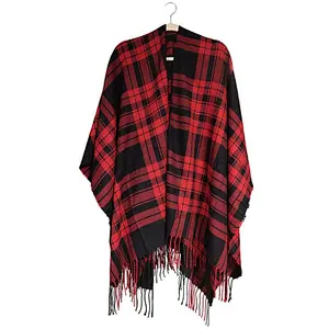 check ladies poncho