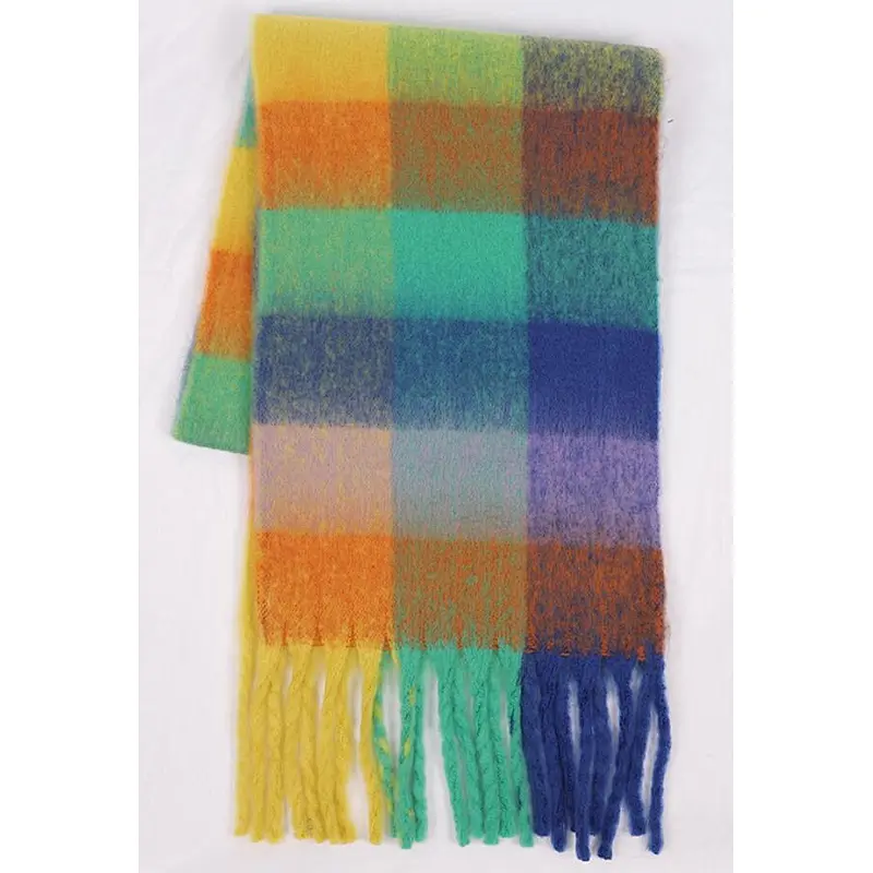 rainbow colors check scarf