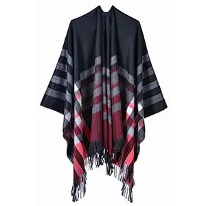 check ladies poncho