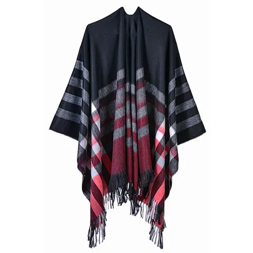 check ladies poncho