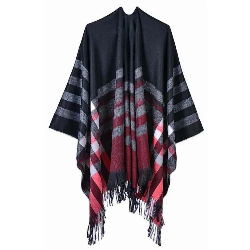 check ladies poncho