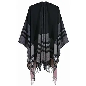 check ladies poncho
