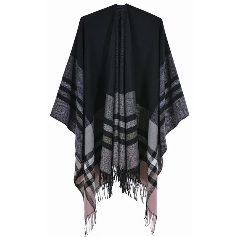 check ladies poncho