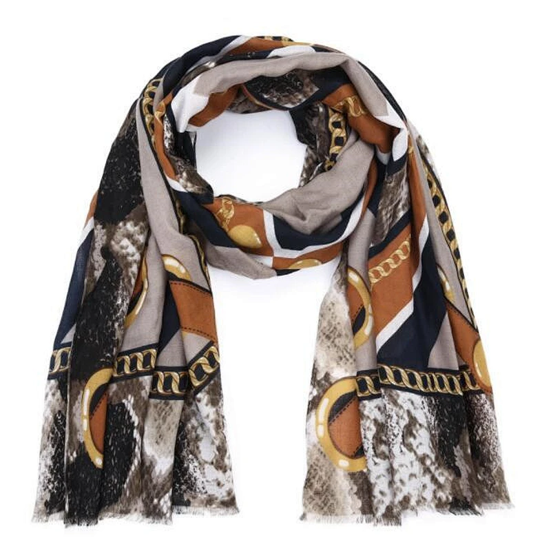 chain print ladies fashion scarf