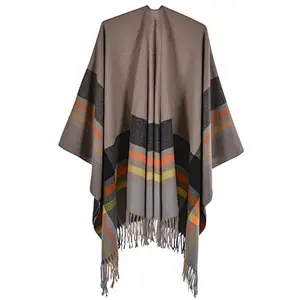 check ladies poncho