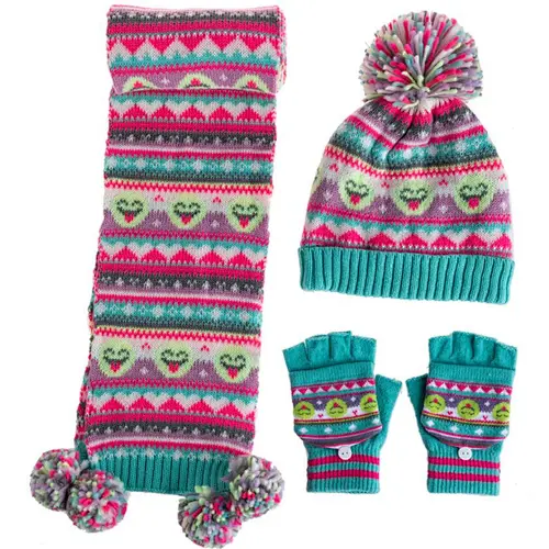 rainbow kids 3pk beanie scarf glove