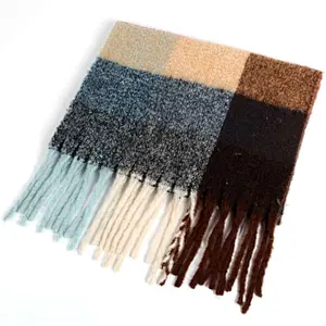 rainbow colors check scarf