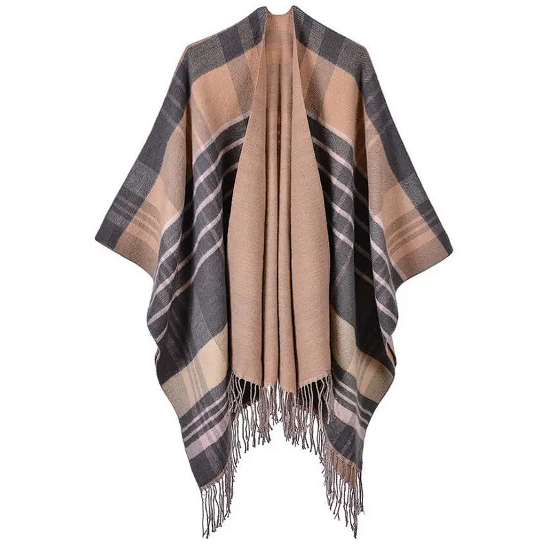 check ladies poncho