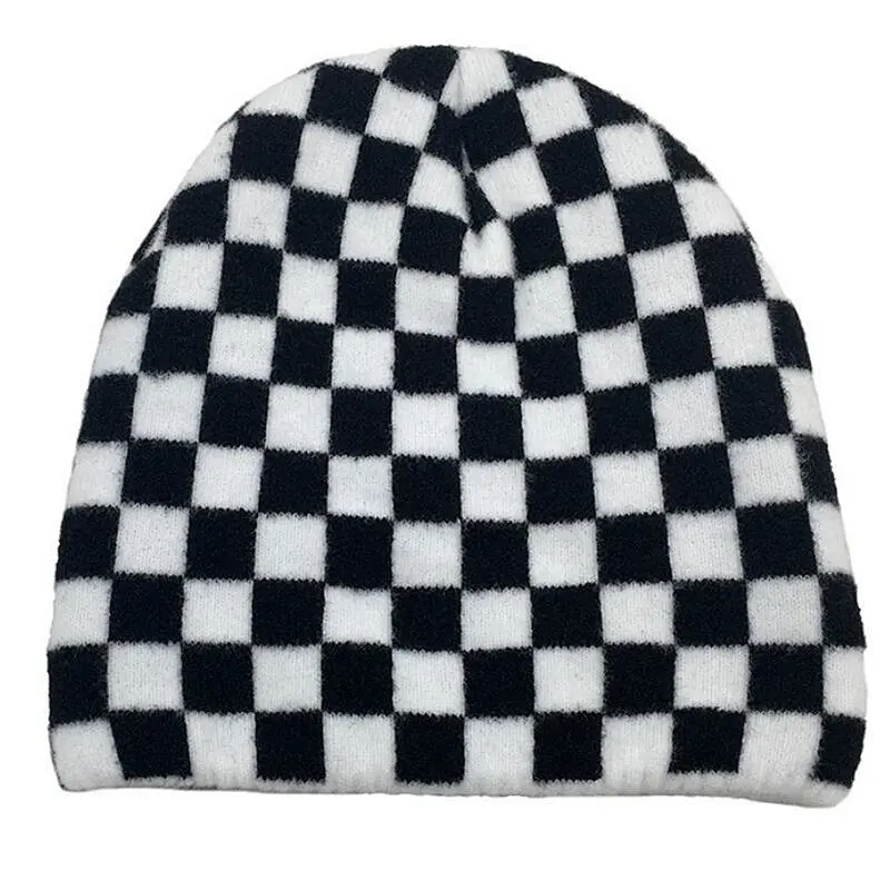 black white beanie animal print
