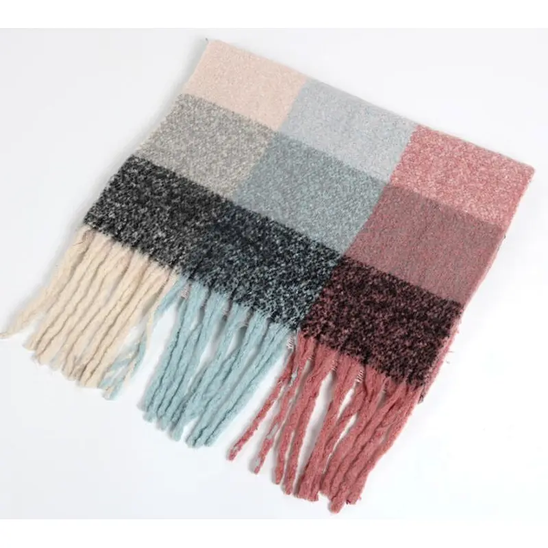rainbow colors check scarf