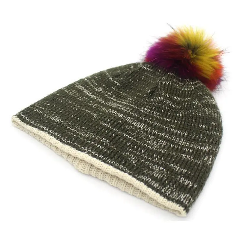 beanie with real fur pompom