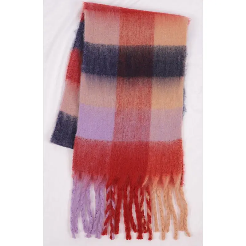 rainbow colors check scarf