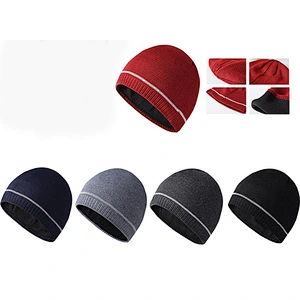 knit beanie reflective stripe