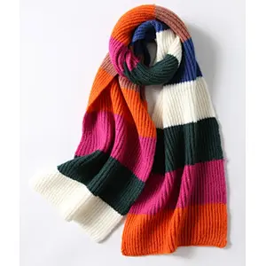 knit rainbow colors ladies scarf