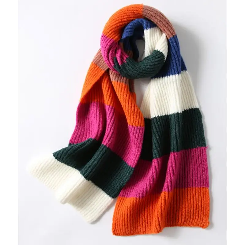 knit rainbow colors ladies scarf