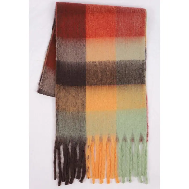 rainbow colors check scarf