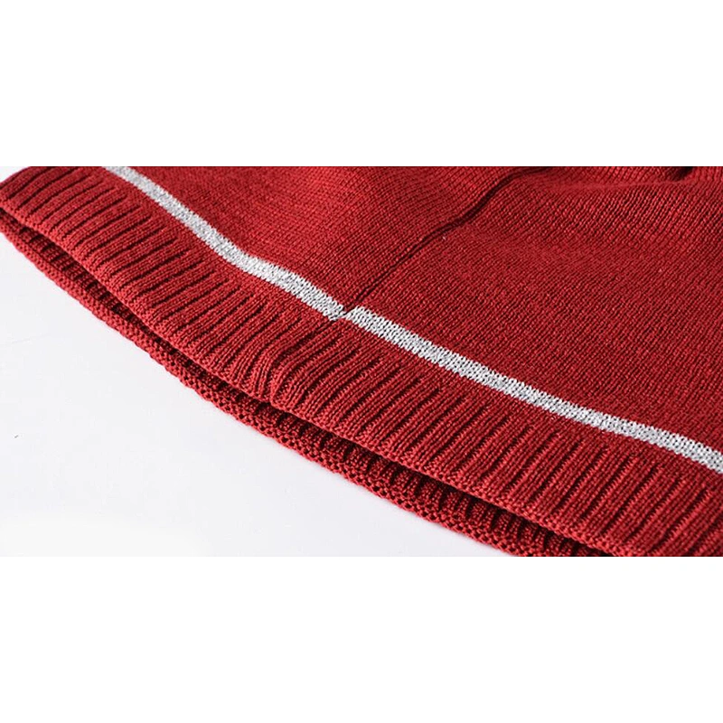 knit beanie reflective stripe