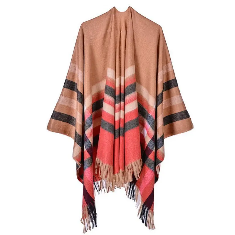 check ladies poncho