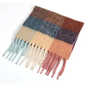 rainbow colors check scarf