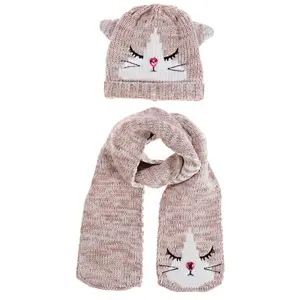 knit kids 2 pk beanie scarf animal face