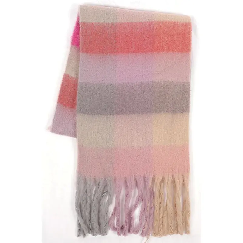 rainbow colors check scarf