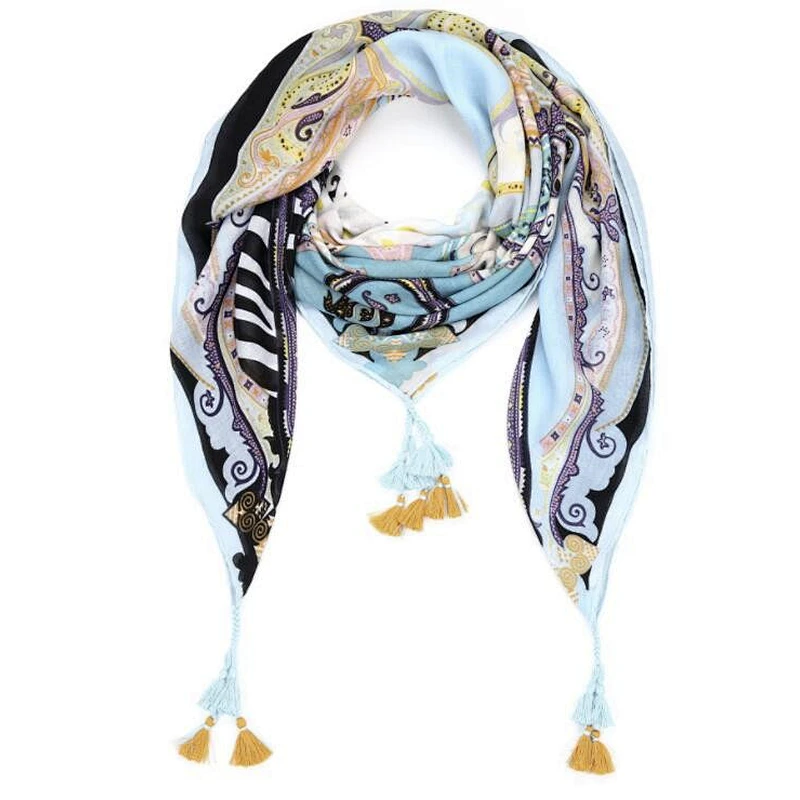 tassel chain print ladies scarf bandana
