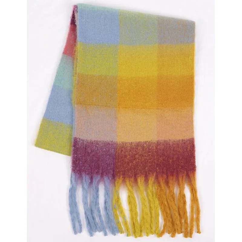 rainbow colors check scarf