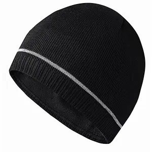 knit beanie reflective stripe