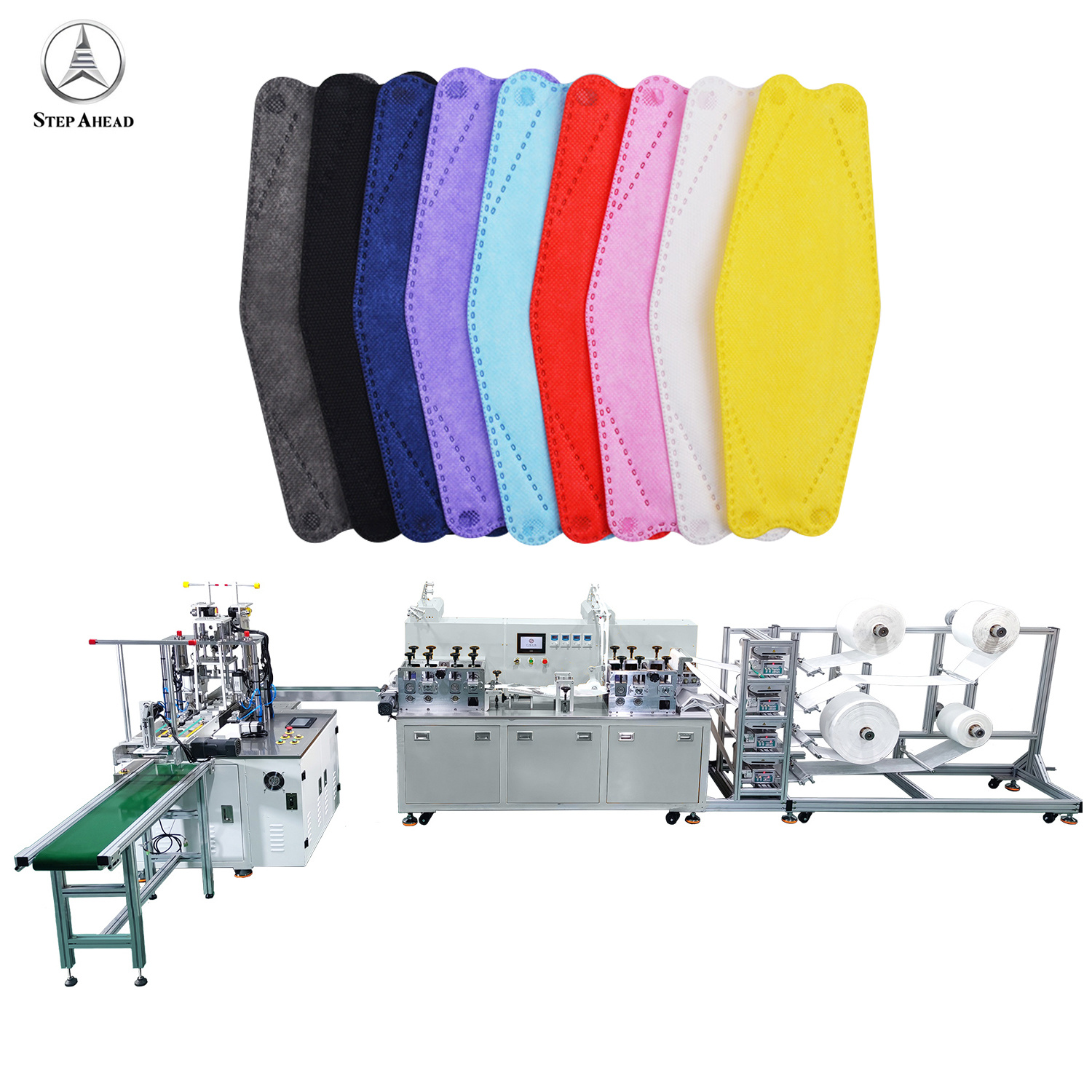 Full-auto Kf94 Ffp2 Ffp3 3d Standard Mask Making Machine With Ccd Inspection Machine + Pillow Packing Machine