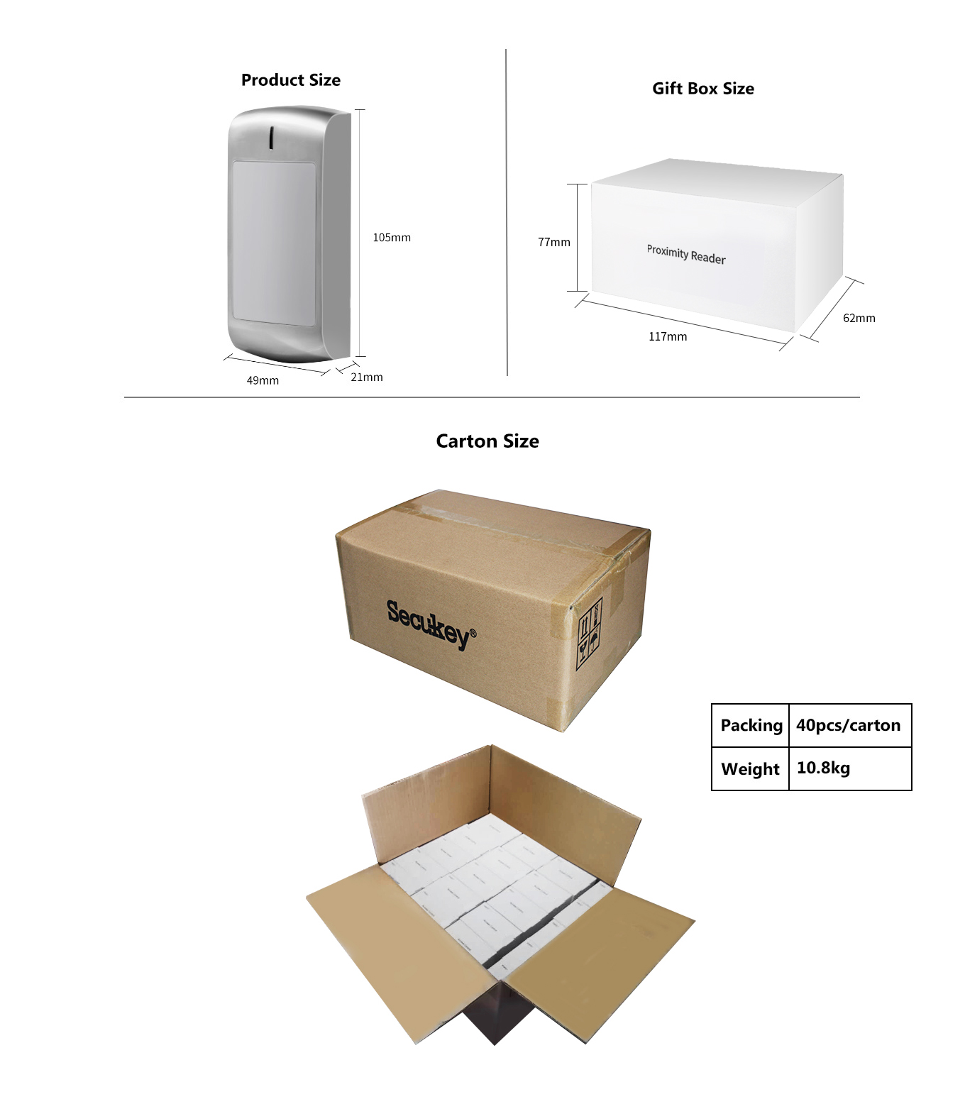 Package of IK10 Metal Wiegand Reader
