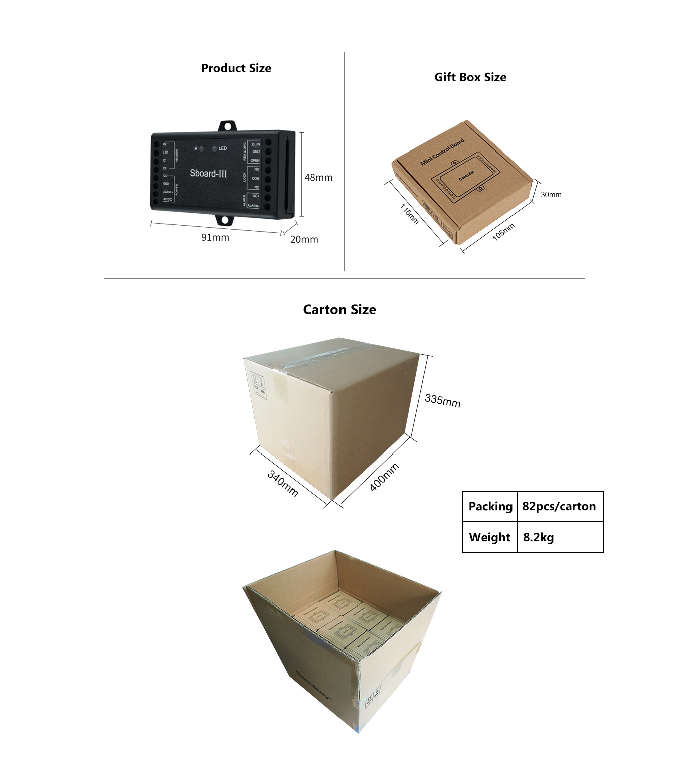 size and package of mini controller