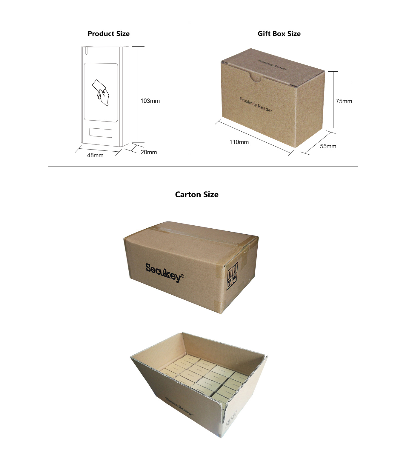 TTLock RFID reader package and size