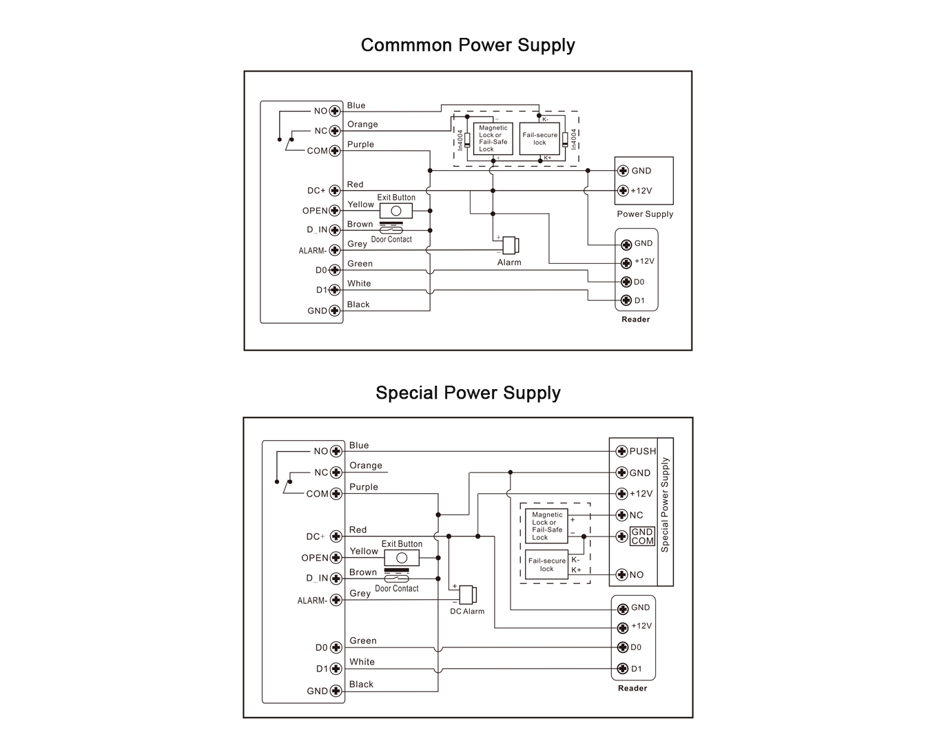 wire connection of video door phone with intercom