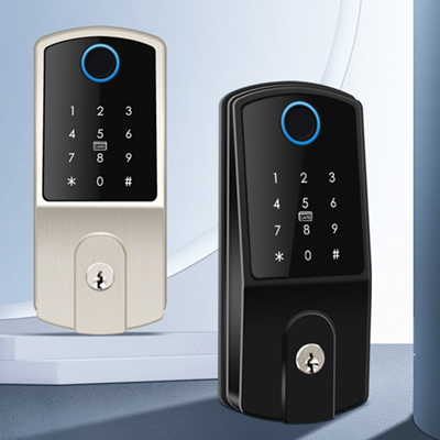 Cerradura de cerrojo inteligente D200-Ble TTlock disponible en acabados de níquel negro y níquel satinado