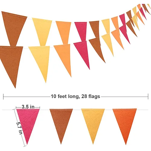 HKH Thanksgiving Fall Pennant Banner Autumn Theme Paper Triangle Flags Garland Backdrop Party