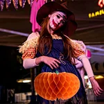halloween decoration 3D paper pumpkin honeycomb paper lantern