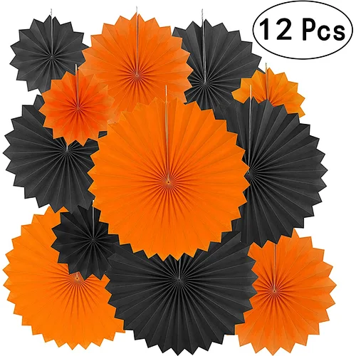 Black and Orange paper fan decoration