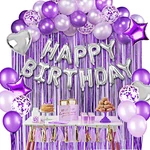 purple theme birthday party decoration