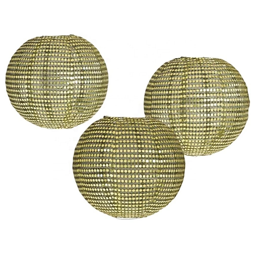 Gold sequin fabric lantern foldable fabric lantern