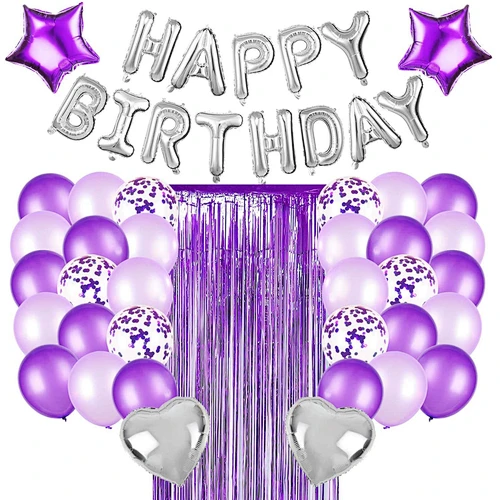 purple theme birthday party decoration